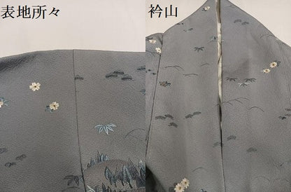 平和屋着物●訪問着　総刺繍　人物風景草花文　正絹　逸品　AABG4915ph