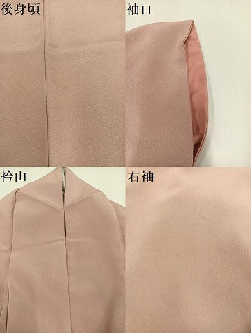 平和屋着物●上質な色無地　水柿色　正絹　逸品　AABG4917ph