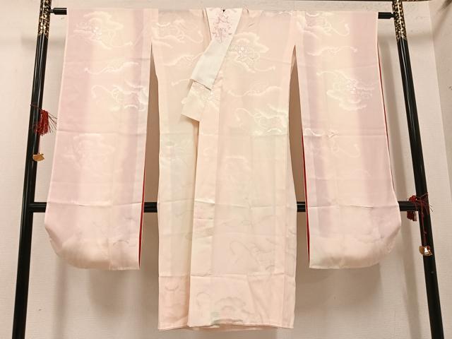平和屋着物●振袖用長襦袢　無双仕立て　貝桶花地紋　暈し染め　半衿刺繍　正絹　逸品　未使用　AABG4918ph