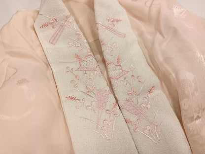 平和屋着物●振袖用長襦袢　無双仕立て　貝桶花地紋　暈し染め　半衿刺繍　正絹　逸品　未使用　AABG4918ph