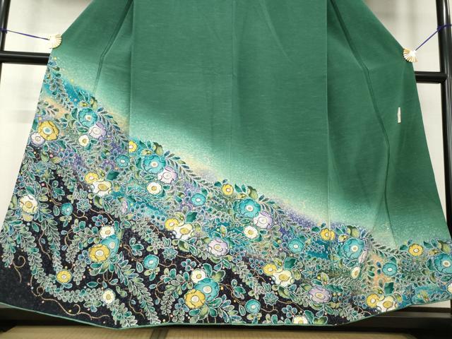 平和屋着物●訪問着　作家物　辻が花　花尽くし　暈し染め　正絹　逸品　AABG4922ck