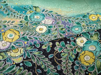 平和屋着物●訪問着　作家物　辻が花　花尽くし　暈し染め　正絹　逸品　AABG4922ck