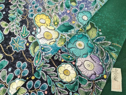 平和屋着物●訪問着　作家物　辻が花　花尽くし　暈し染め　正絹　逸品　AABG4922ck