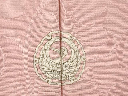 平和屋着物●上質な色無地　唐草地紋　退紅色　正絹　逸品　AABG4924ck