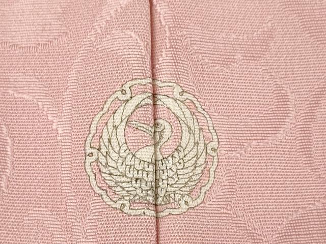 平和屋着物●上質な色無地　唐草地紋　退紅色　正絹　逸品　AABG4924ck