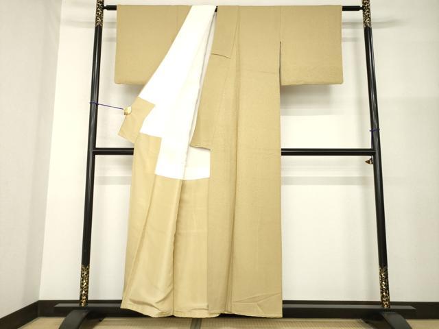 平和屋着物●上質な色無地　朽葉色　正絹　逸品　AABG4927ck