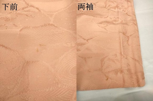 平和屋着物●上質な色無地　立波地紋　深支子色　正絹　逸品　AABG4937ck
