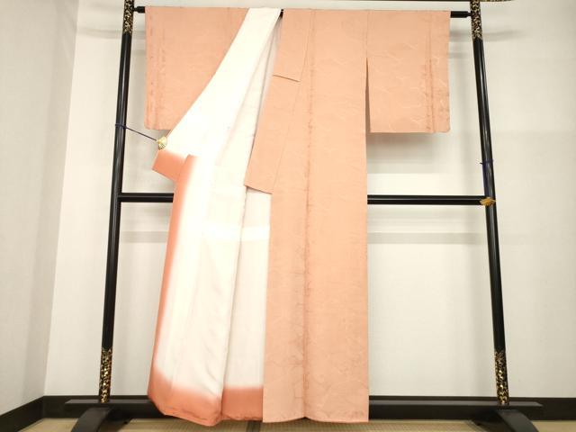 平和屋着物●上質な色無地　立波地紋　深支子色　正絹　逸品　AABG4937ck