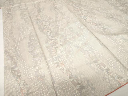 平和屋着物●本場大島紬　白大島　名匠たかし　カタス7マルキ　道長花文　証紙付き　正絹　逸品　AABG4938ck