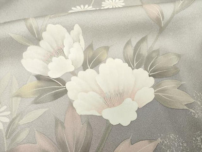 平和屋着物●訪問着　作家物　手描き　草花文　暈し染め　正絹　逸品　AABG4941ck