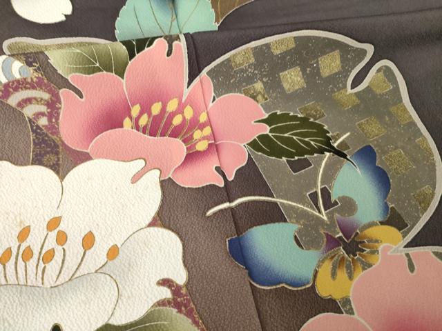 平和屋着物●訪問着　花蝶文　暈し染め　金彩　ロング丈　正絹　逸品　AABG4942ck