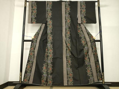 平和屋着物●本場大島紬　カタス9マルキ　地空き　花間道　正絹　逸品　AABG4943ck