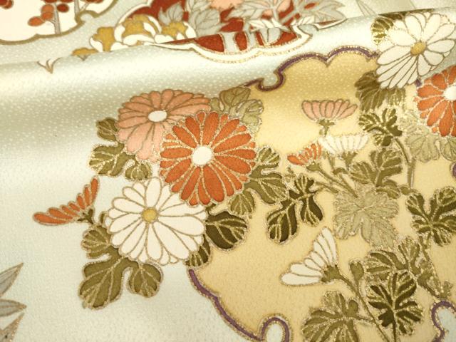 平和屋着物●訪問着　駒刺繍　雪輪草花文　金彩　正絹　逸品　AABG4944ck 平和屋着物○訪問着 駒刺繍 雪輪草花文 金彩 正絹 逸品 AABG4944ck