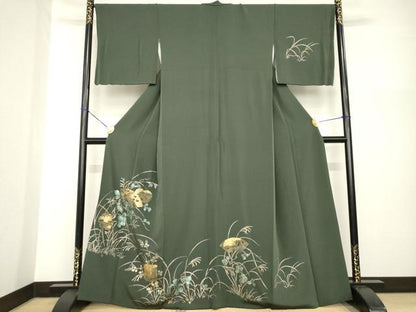 平和屋着物●訪問着　地紙取り立波文　竹屋町刺繍　金彩　正絹　逸品　AABG4945ck
