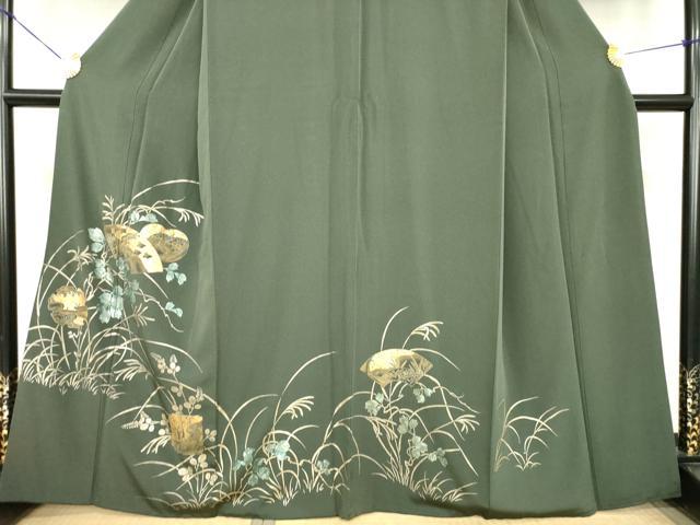平和屋着物●訪問着　地紙取り立波文　竹屋町刺繍　金彩　正絹　逸品　AABG4945ck 平和屋着物○訪問着 地紙取り立波文 竹屋町刺繍 金彩 正絹