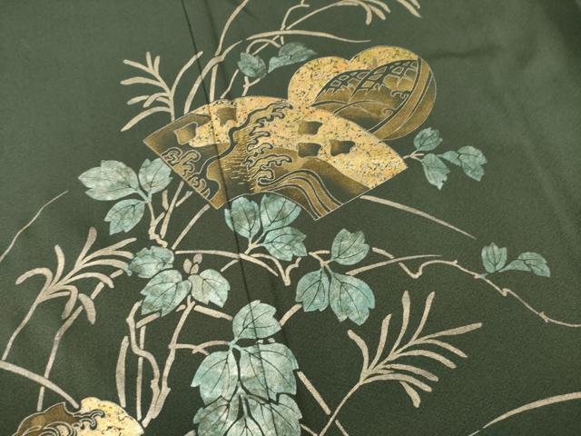 平和屋着物●訪問着　地紙取り立波文　竹屋町刺繍　金彩　正絹　逸品　AABG4945ck