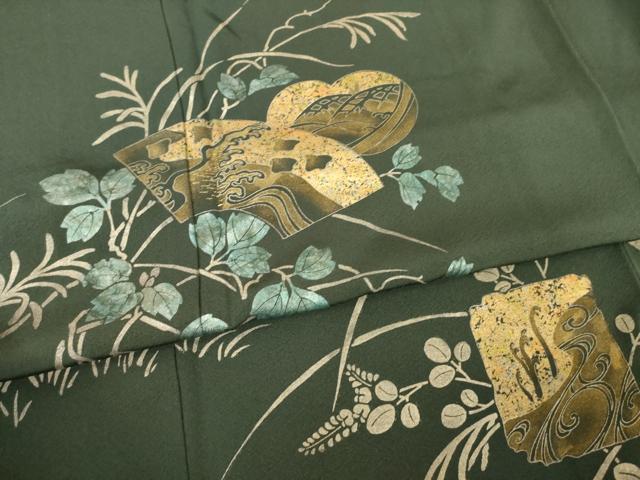 平和屋着物●訪問着　地紙取り立波文　竹屋町刺繍　金彩　正絹　逸品　AABG4945ck