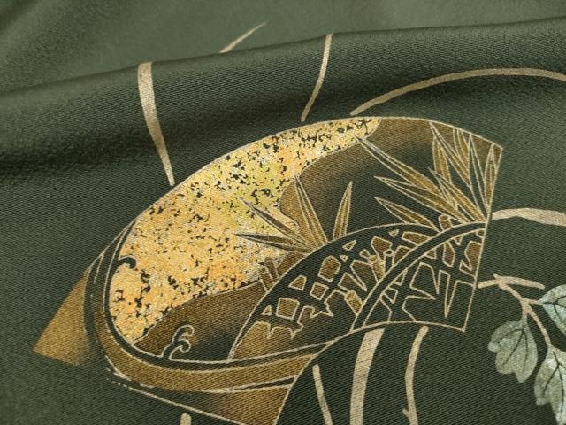 平和屋着物●訪問着　地紙取り立波文　竹屋町刺繍　金彩　正絹　逸品　AABG4945ck