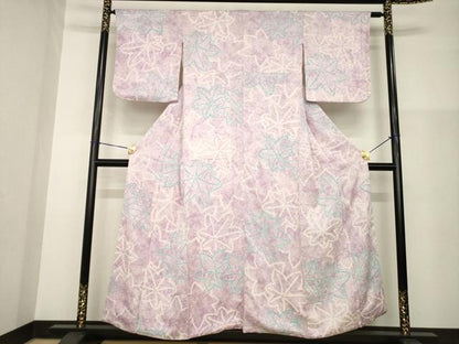 平和屋着物●上質な小紋　総絞り　楓　正絹　逸品　AABG4948ck