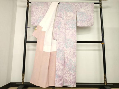 平和屋着物●上質な小紋　総絞り　楓　正絹　逸品　AABG4948ck