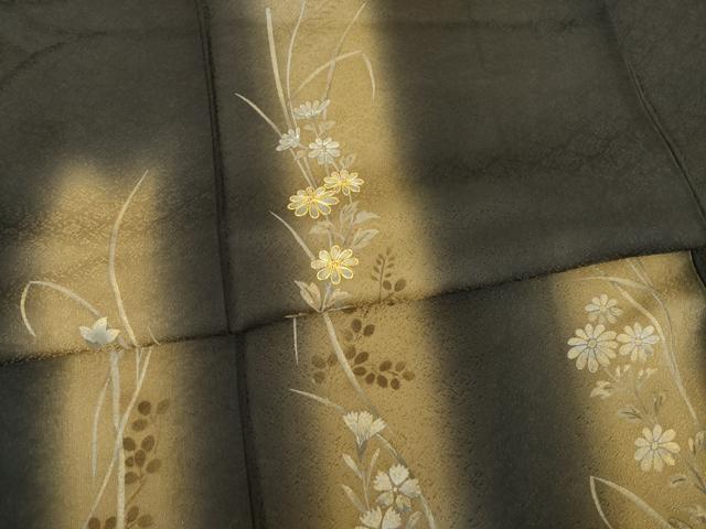 平和屋着物●訪問着　駒刺繍　草花文　暈し染め　金彩　正絹　逸品　AABG4949ck
