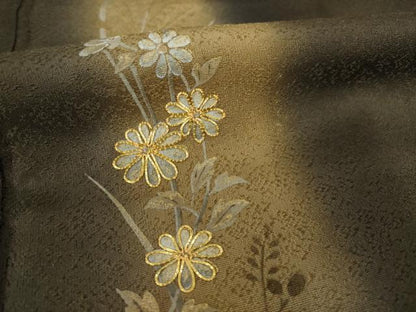 平和屋着物●訪問着　駒刺繍　草花文　暈し染め　金彩　正絹　逸品　AABG4949ck