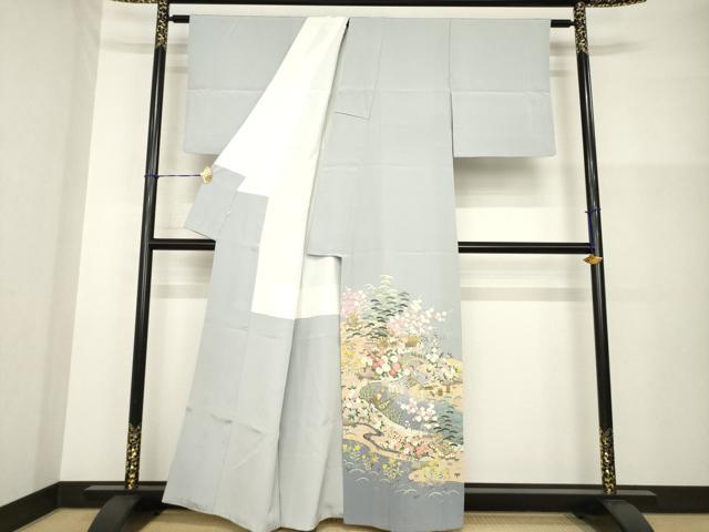 平和屋着物●色留袖　友禅　作家物　飛鶴風景文　暈し染め　松坂屋扱い　正絹　逸品　AABG4950ck