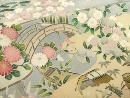 平和屋着物●色留袖　友禅　作家物　飛鶴風景文　暈し染め　松坂屋扱い　正絹　逸品　AABG4950ck