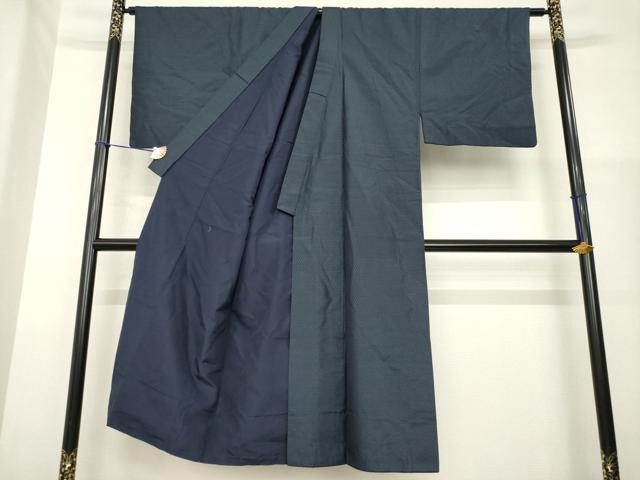 平和屋着物●男性　本場大島紬　アンサンブル　変わり格子　羽裏：一富士二鷹三茄子　正絹　逸品　AABG4952ck