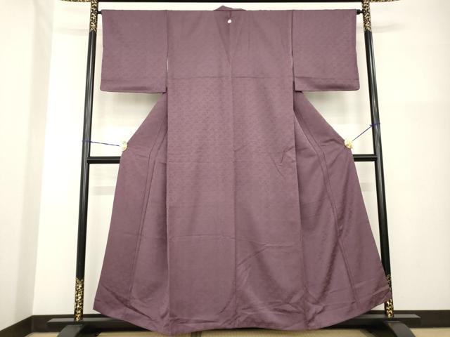 平和屋着物●上質な色無地　草花地紋　紫鳶色　正絹　逸品　AABG4953ck