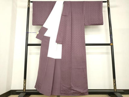 平和屋着物●上質な色無地　草花地紋　紫鳶色　正絹　逸品　AABG4953ck