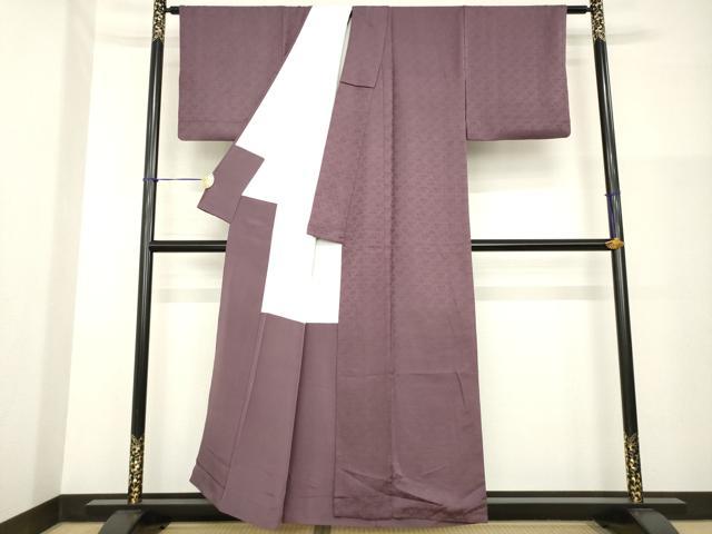 平和屋着物●上質な色無地　草花地紋　紫鳶色　正絹　逸品　AABG4953ck