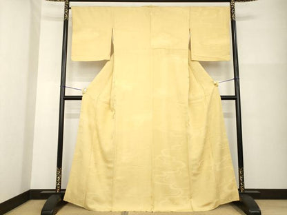 平和屋着物●上質な色無地　流水地紋　飴色　正絹　逸品　AABG4954ck
