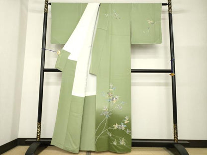 平和屋着物●訪問着　友禅　作家物　枝花文　暈し染め　正絹　逸品　未使用　AABG4956ck
