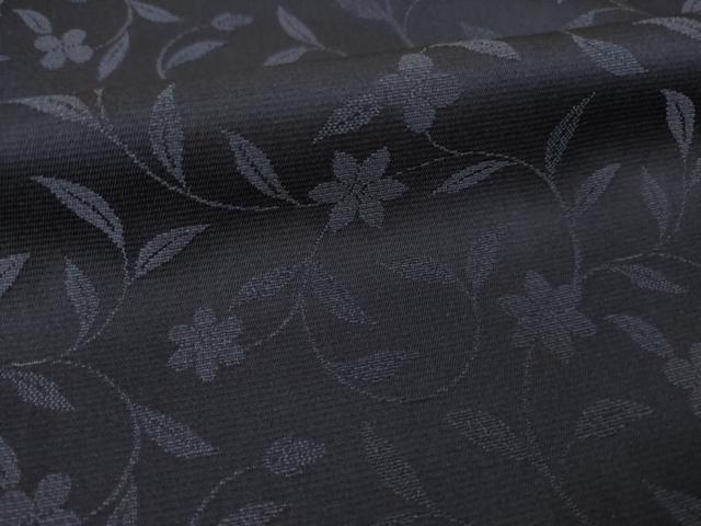 平和屋着物●お召　藍　花唐草文　青褐色　背抜き仕立て　正絹　逸品　AABG4958ck