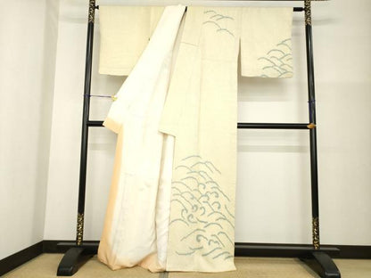 平和屋着物●訪問着　総絞り　立波文　高島屋扱い　正絹　逸品　AABG4959ck