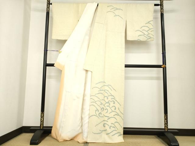 平和屋着物●訪問着　総絞り　立波文　高島屋扱い　正絹　逸品　AABG4959ck
