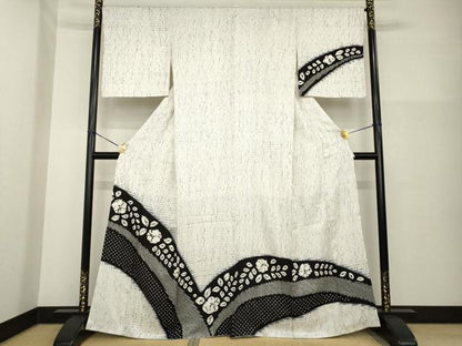 平和屋着物●訪問着　辻が花　絞り　舞花文　正絹　逸品　AABG4964ck
