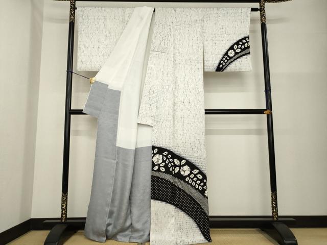 平和屋着物●訪問着　辻が花　絞り　舞花文　正絹　逸品　AABG4964ck