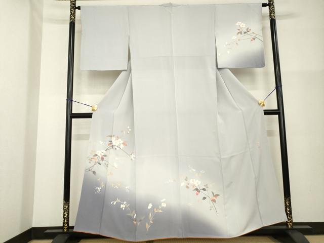 平和屋着物●京加賀友禅　百貫石峰 　訪問着　枝花文　暈し染め　正絹　逸品　AABG4965ck