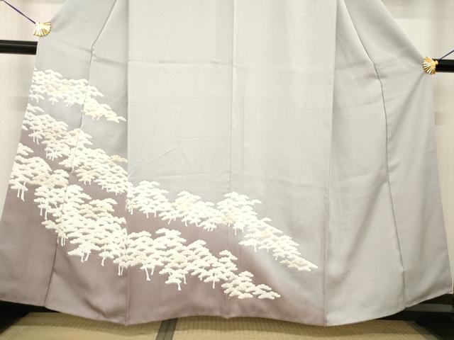 平和屋着物●訪問着　友禅　駒刺繍　松尽くし　暈し染め　金彩　正絹　逸品　AABG4970ck