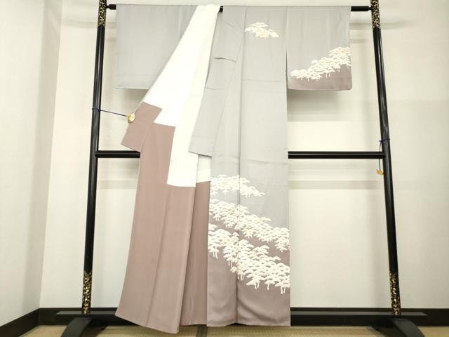 平和屋着物●訪問着　友禅　駒刺繍　松尽くし　暈し染め　金彩　正絹　逸品　AABG4970ck