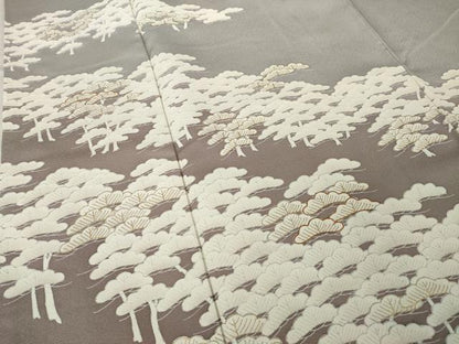 平和屋着物●訪問着　友禅　駒刺繍　松尽くし　暈し染め　金彩　正絹　逸品　AABG4970ck