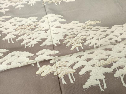 平和屋着物●訪問着　友禅　駒刺繍　松尽くし　暈し染め　金彩　正絹　逸品　AABG4970ck