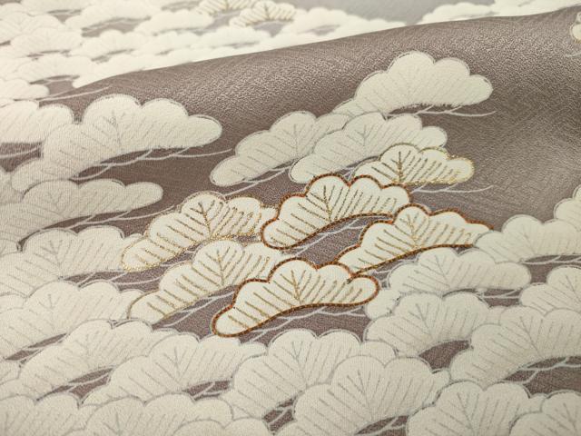 平和屋着物●訪問着　友禅　駒刺繍　松尽くし　暈し染め　金彩　正絹　逸品　AABG4970ck