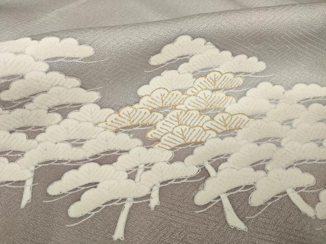 平和屋着物●訪問着　友禅　駒刺繍　松尽くし　暈し染め　金彩　正絹　逸品　AABG4970ck