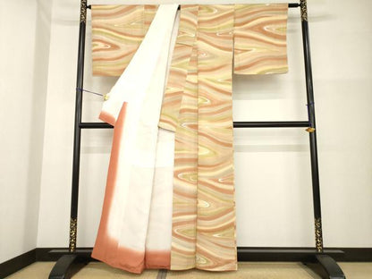 平和屋着物▼上質な小紋　流水文　地紋起こし　正絹　逸品　AABG4974ck