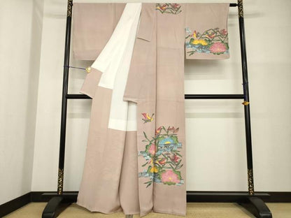 平和屋着物●訪問着　紅型　流水花鳥文　正絹　逸品　AABG4976ck
