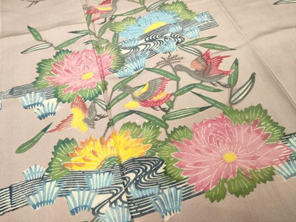 平和屋着物●訪問着　紅型　流水花鳥文　正絹　逸品　AABG4976ck