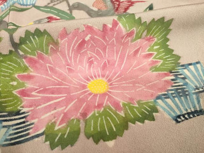 平和屋着物●訪問着　紅型　流水花鳥文　正絹　逸品　AABG4976ck